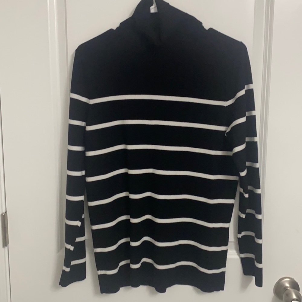 CHICOS black and white stripes Turtleneck long sleeve Sweater Size L